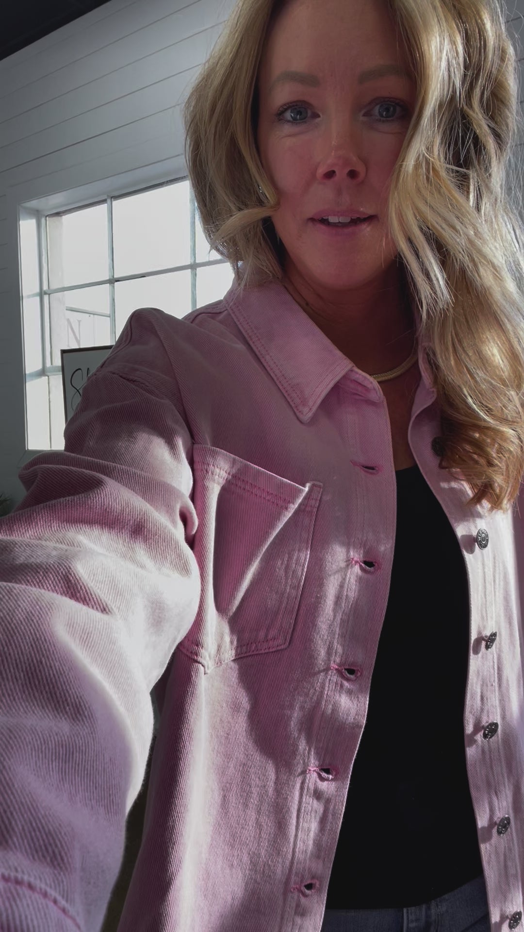 Lady Oversized Denim Jacket in Pink