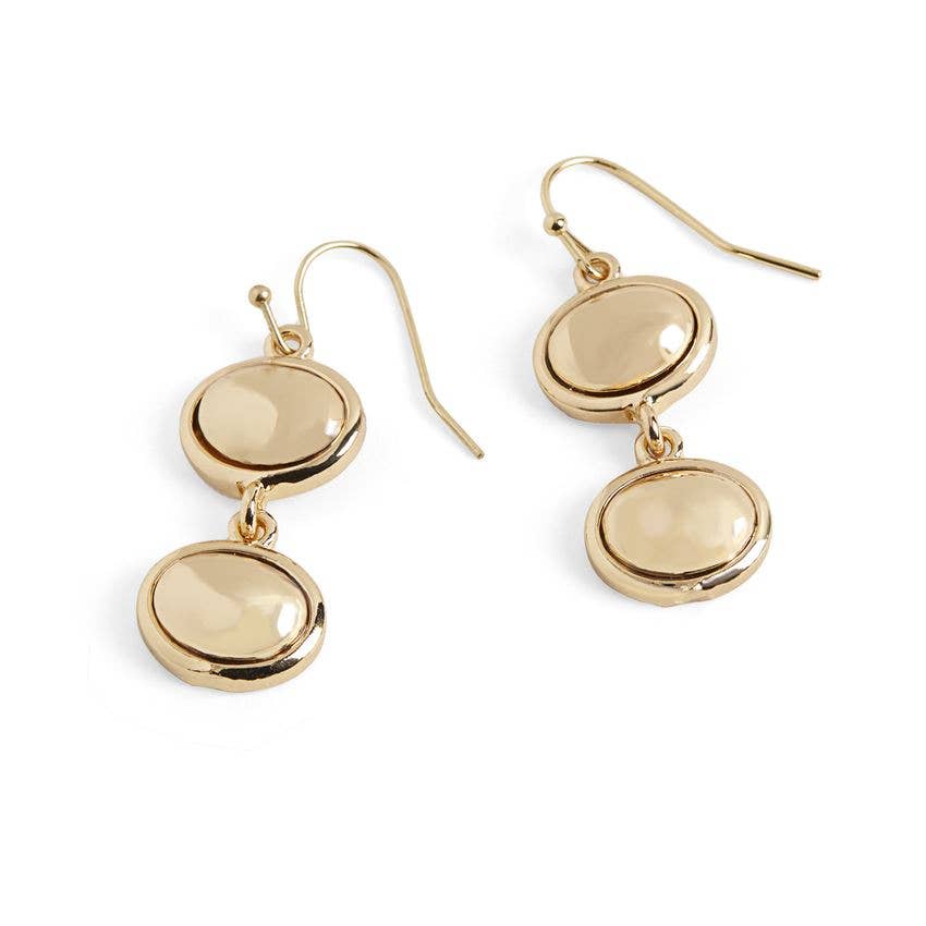 Double Dome Dangle Earrings - Gold: Gold