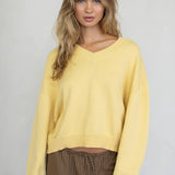 Chloe Cozy V-Neck Sweater in Pink