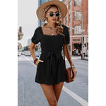 Chic Ease Square Neck Smocked Romper