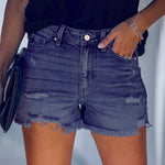 Summer Edge High-Rise Denim Shorts in Grey