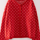 Holiday Red Polka Dot Knit Cardigan Sweater