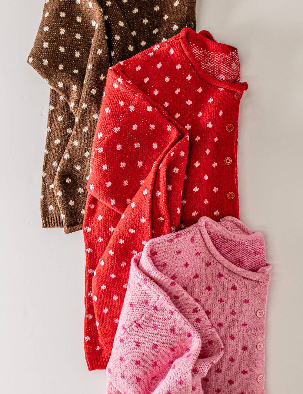 Holiday Red Polka Dot Knit Cardigan Sweater