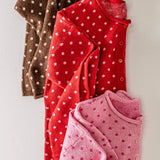 Holiday Red Polka Dot Knit Cardigan Sweater