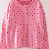 Holiday Red Polka Dot Knit Cardigan Sweater