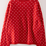 Holiday Red Polka Dot Knit Cardigan Sweater