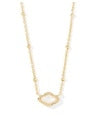 Mini Abbie Gold Satellite Short Pendant Necklace in Ivory Mother-of-Pearl