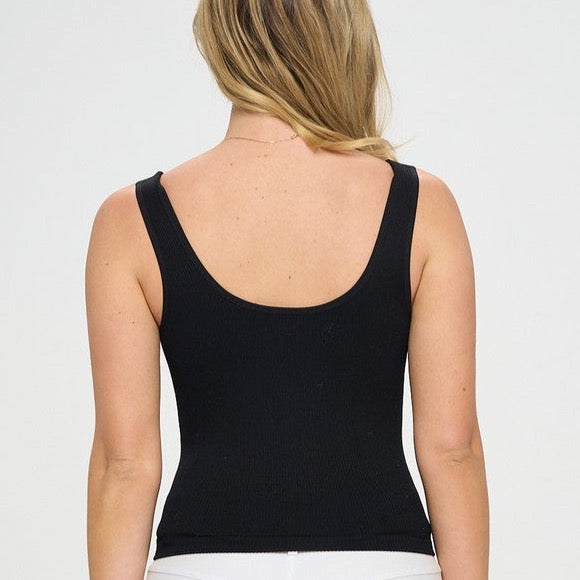 Your New Go To Reversible Ribbed Tank in Black