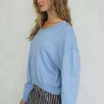 Chloe Cozy V-Neck Sweater in Pink