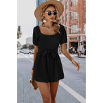 Chic Ease Square Neck Smocked Romper