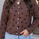 Dot About Town Button-Front Cardigan