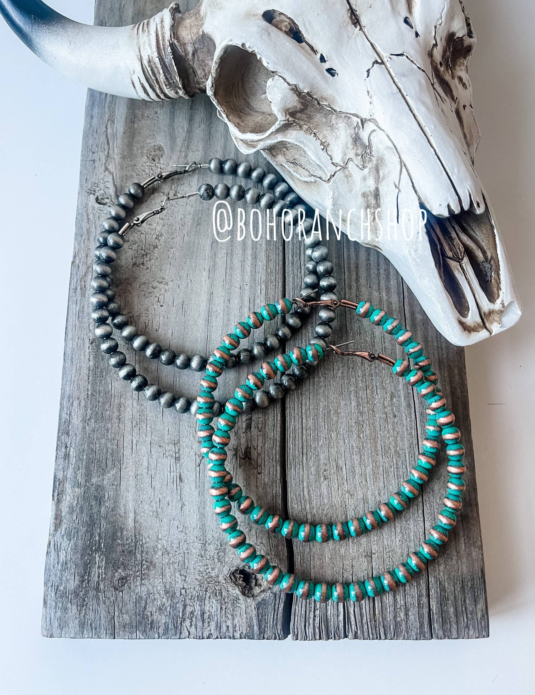 3” Western Navajo Pearl Hoops Earrings