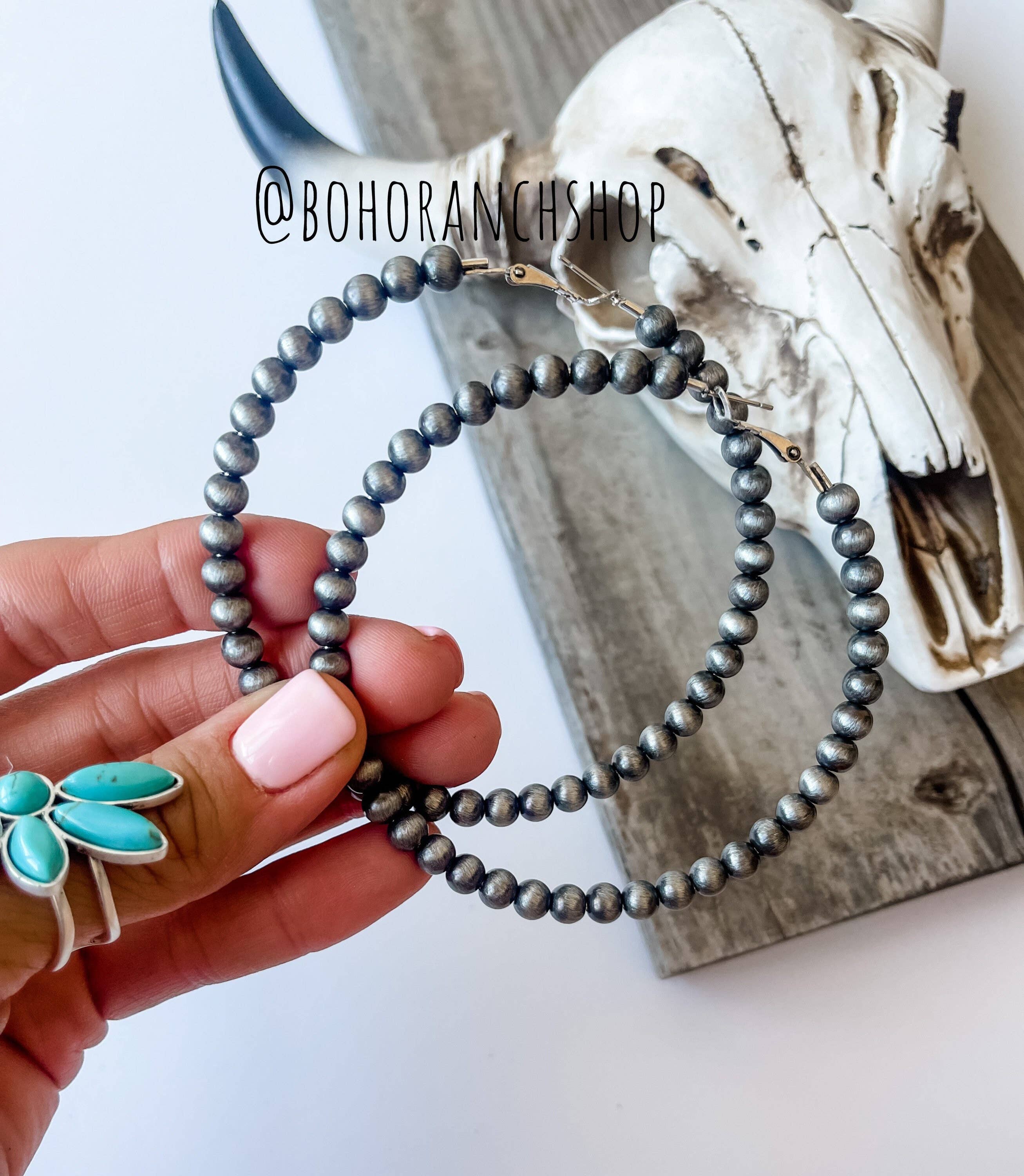 3” Western Navajo Pearl Hoops Earrings