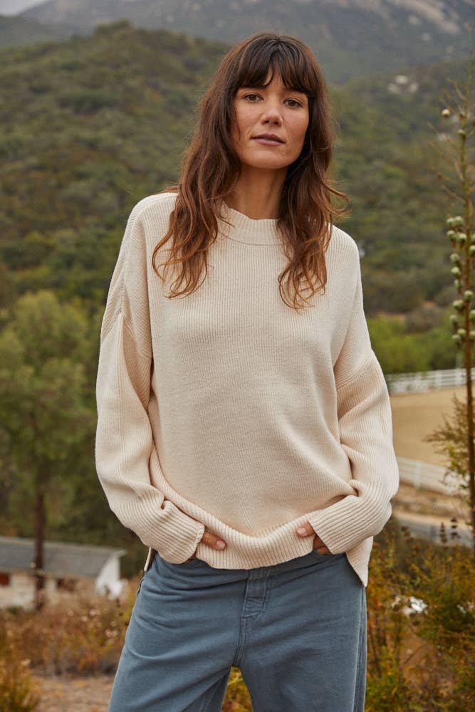 Elouise Knit Oversized Pullover Sweater in Oatmeal