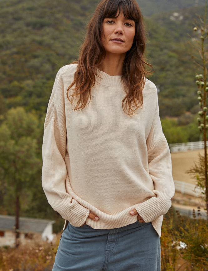 Elouise Knit Oversized Pullover Sweater in Oatmeal