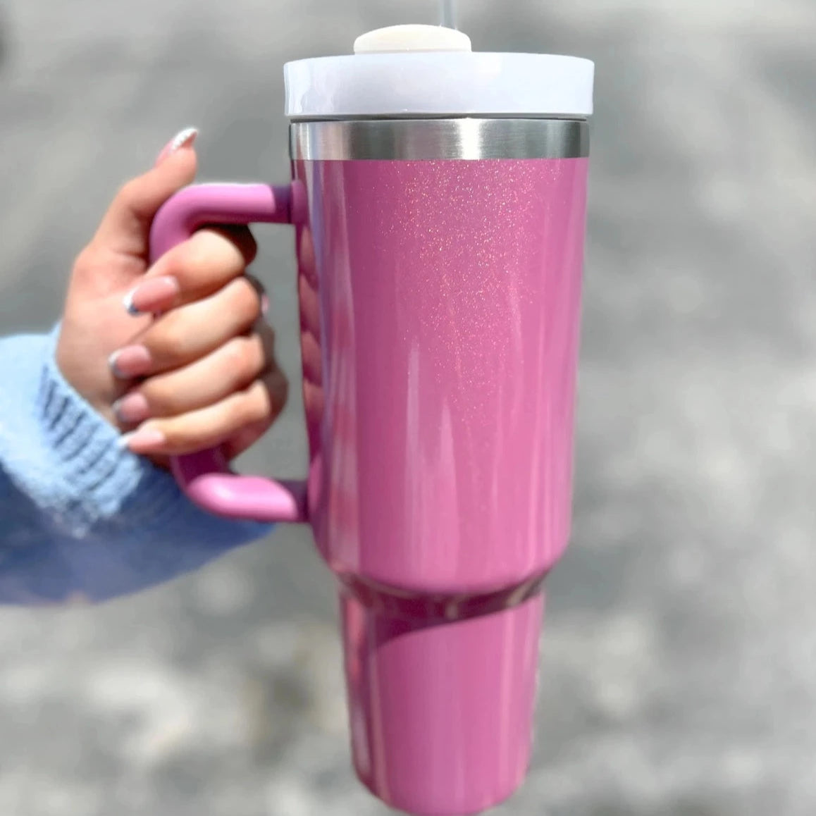 40 oz Glitter Shimmer Tumbler in Pink