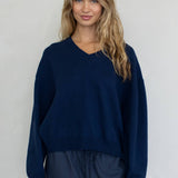 Chloe Cozy V-Neck Sweater in Pink