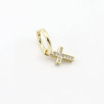 Crystal Cross Charm Huggie