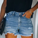 Summer Edge High-Rise Denim Shorts in Grey