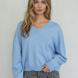 Chloe Cozy V-Neck Sweater in Pink