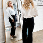 90's Vintage Crop Flare Denim in Black