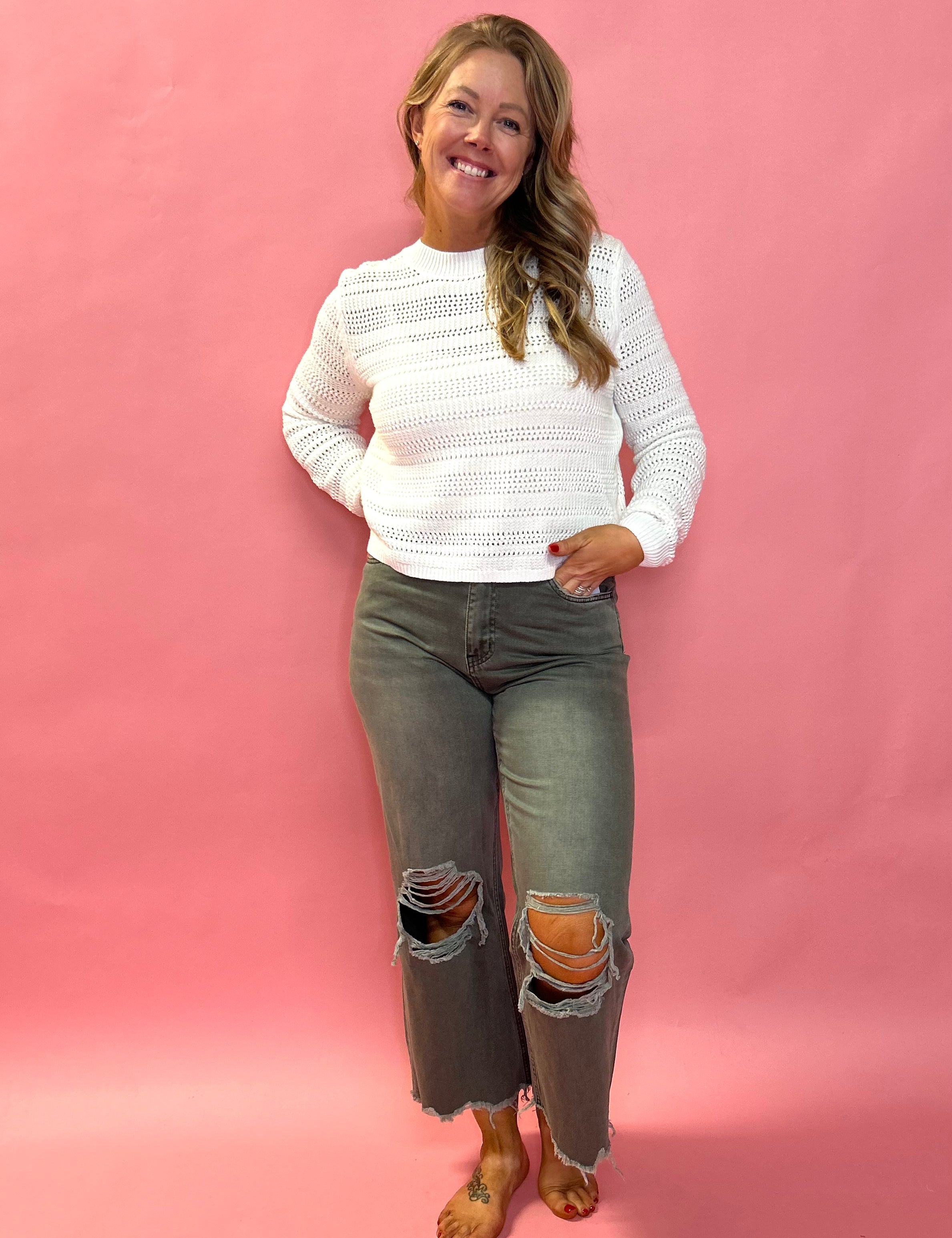 90's Vintage Crop Flare Denim in Olive