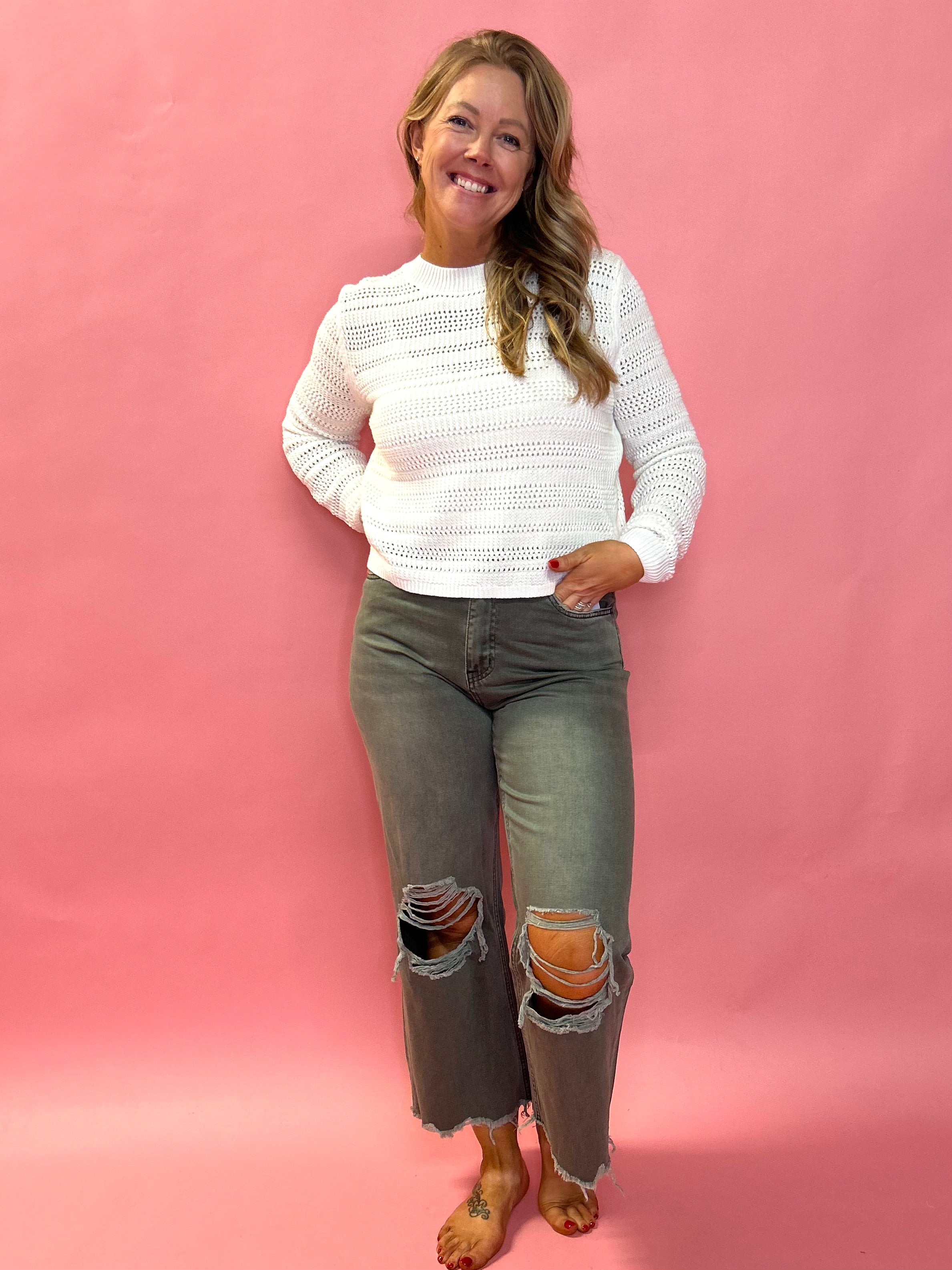 90's Vintage Crop Flare Denim in Olive