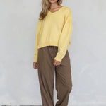 Chloe Cozy V-Neck Sweater in Pink