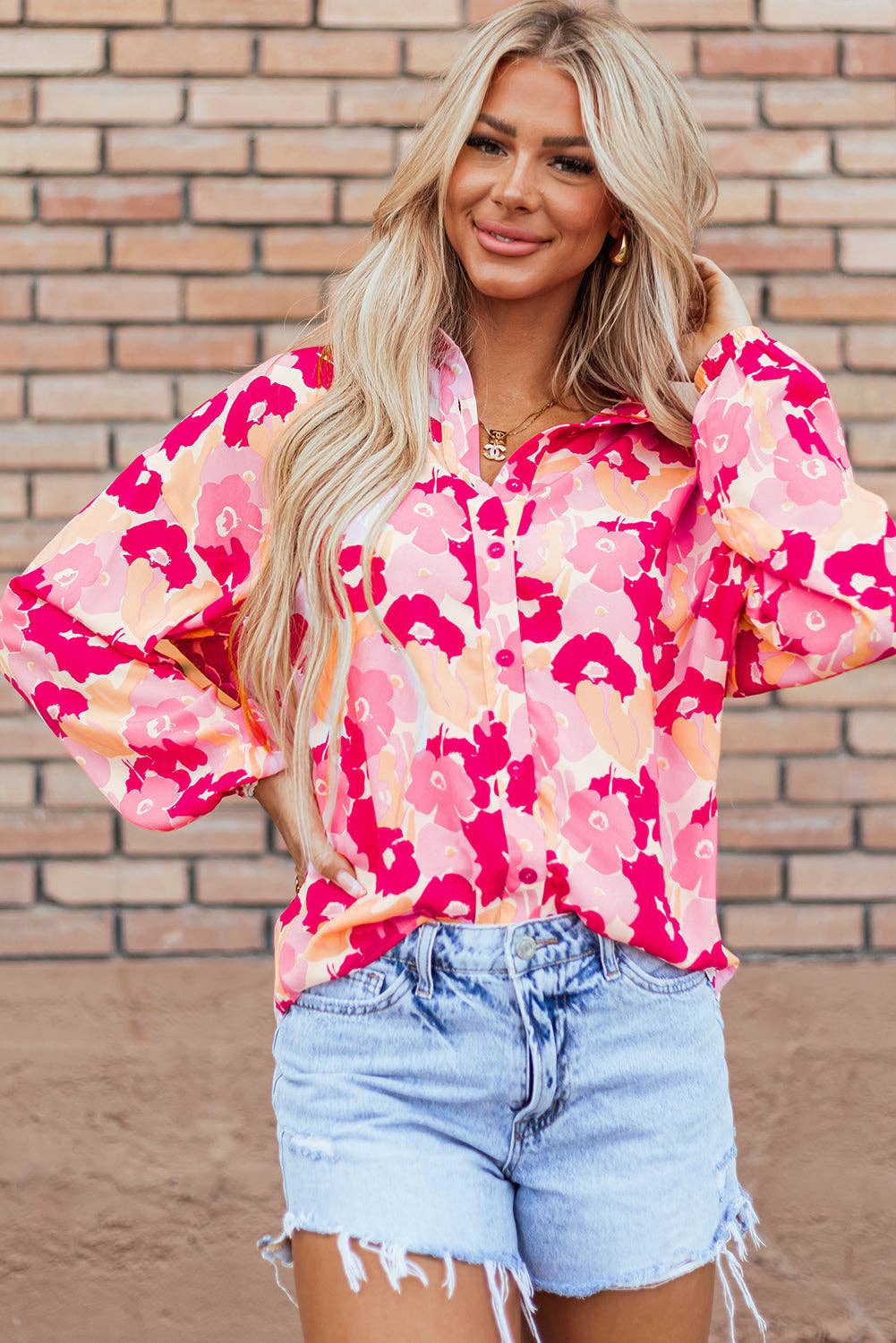 Floral Flourish Button Down Blouse