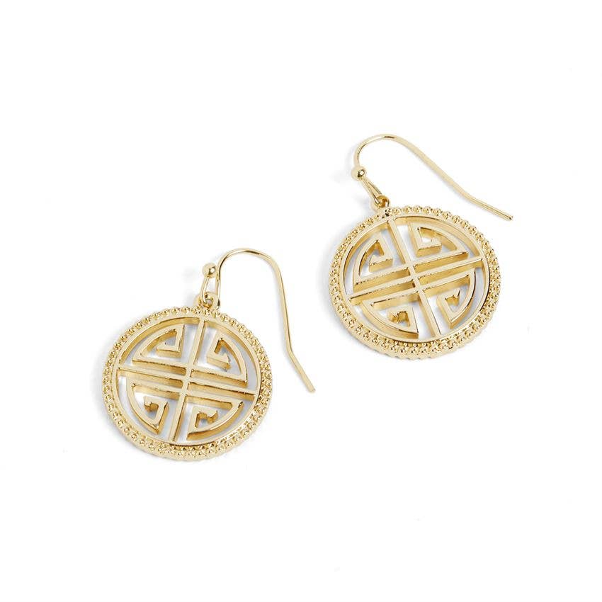 Labyrinth Crest Earrings - Gold