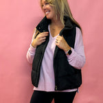 Abby Pocketed Puffer Vest in Black