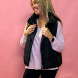 Abby Pocketed Puffer Vest in Black