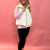 Abby Pocketed Puffer Vest in Ivory