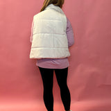 Abby Pocketed Puffer Vest in Ivory