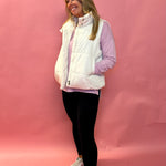 Abby Pocketed Puffer Vest in Ivory