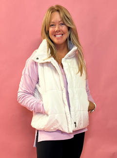 Abby Pocketed Puffer Vest in Ivory