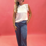 Ariana Ruffle Sleeveless Top in Ivory
