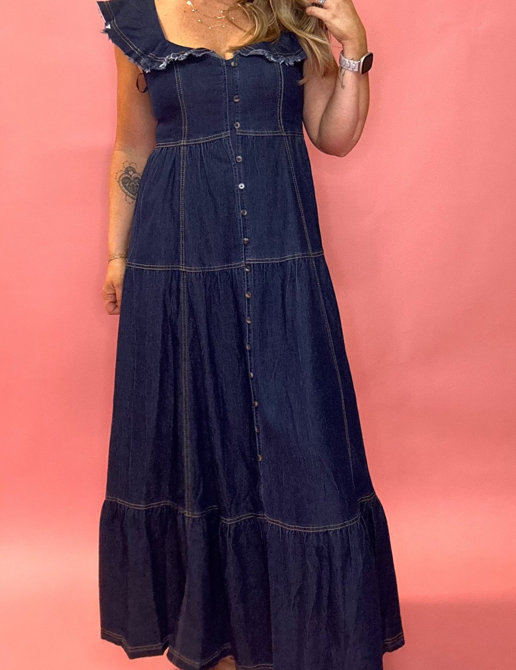 Alexandrine Denim Midi Dress