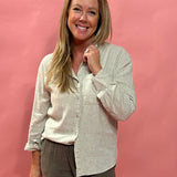 Alfie Button Up Shirt In Flax