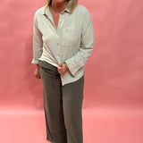 Alfie Button Up Shirt In Flax