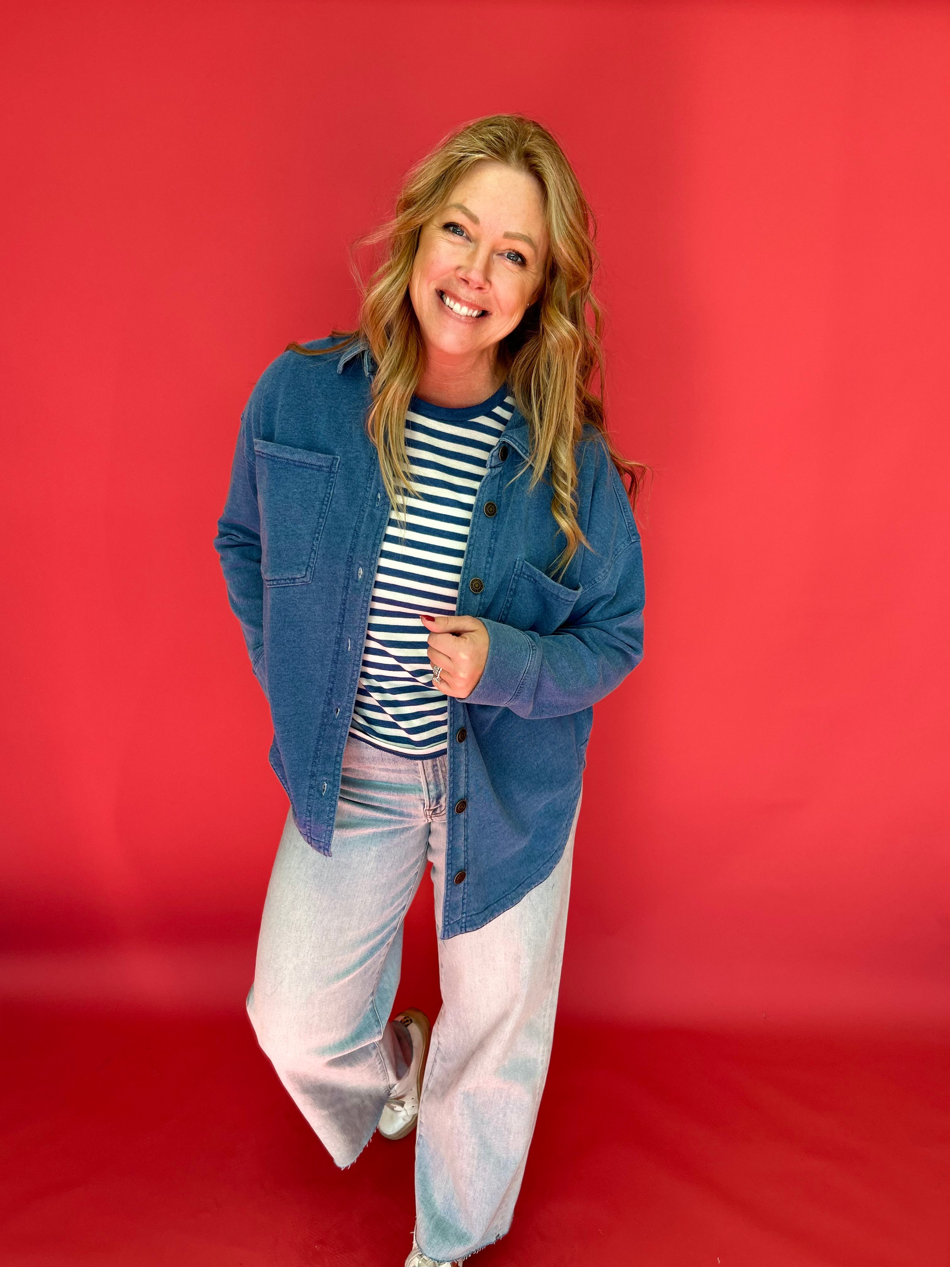 All Day Knit Jacket in Denim (ZSupply) - Shabby 2 Chic Boutiques