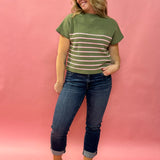 Angela Striped Sweater in Olive