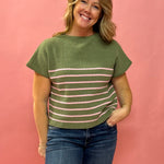 Angela Striped Sweater in Olive