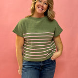 Angela Striped Sweater in Olive