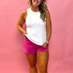 Athletic Shorts with Side Mesh Detail in Sonic Pink