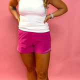 Athletic Shorts with Side Mesh Detail in Sonic Pink