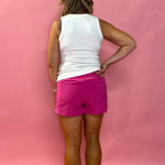 Athletic Shorts with Side Mesh Detail in Sonic Pink