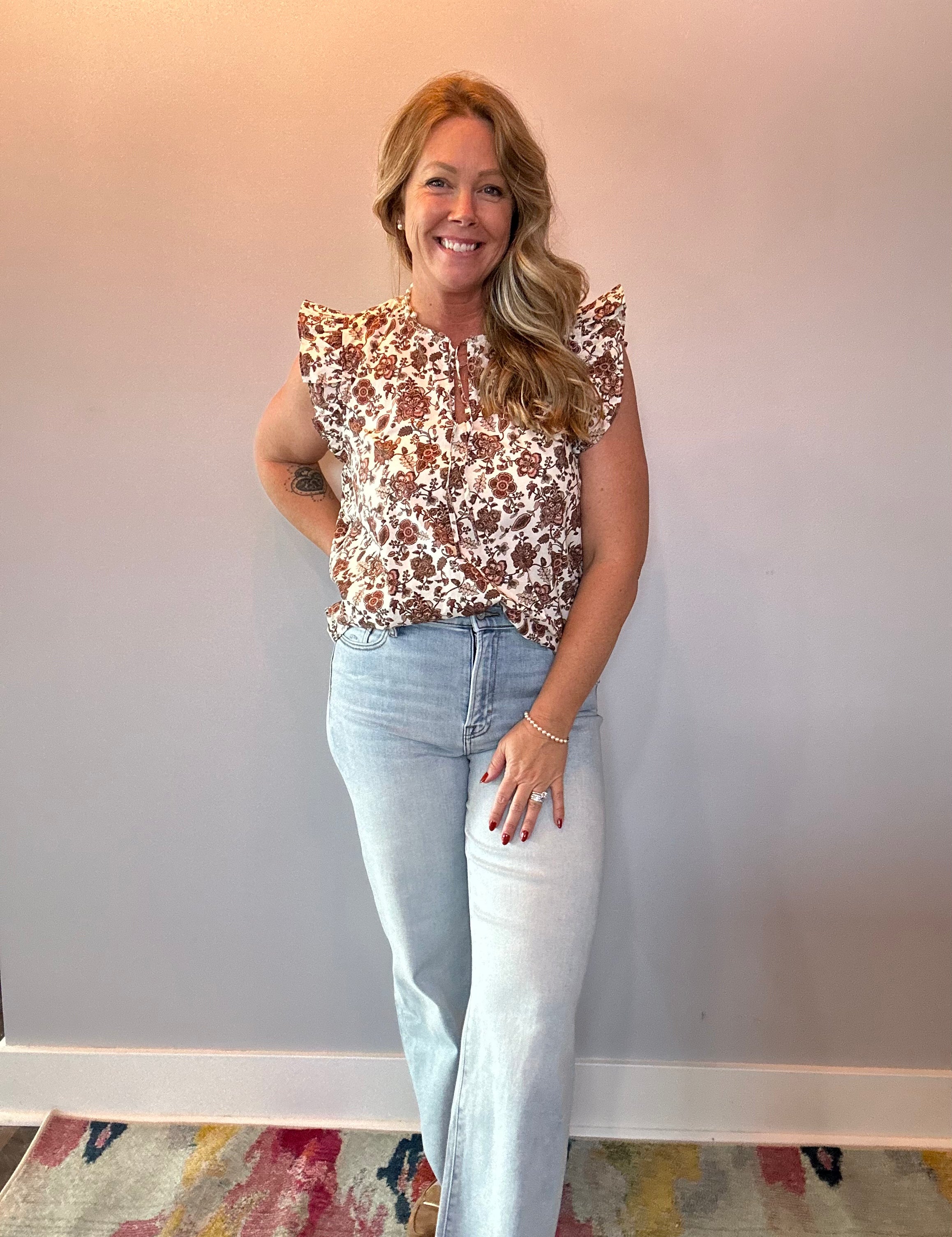 Autumn Bloom Blouse in Brown