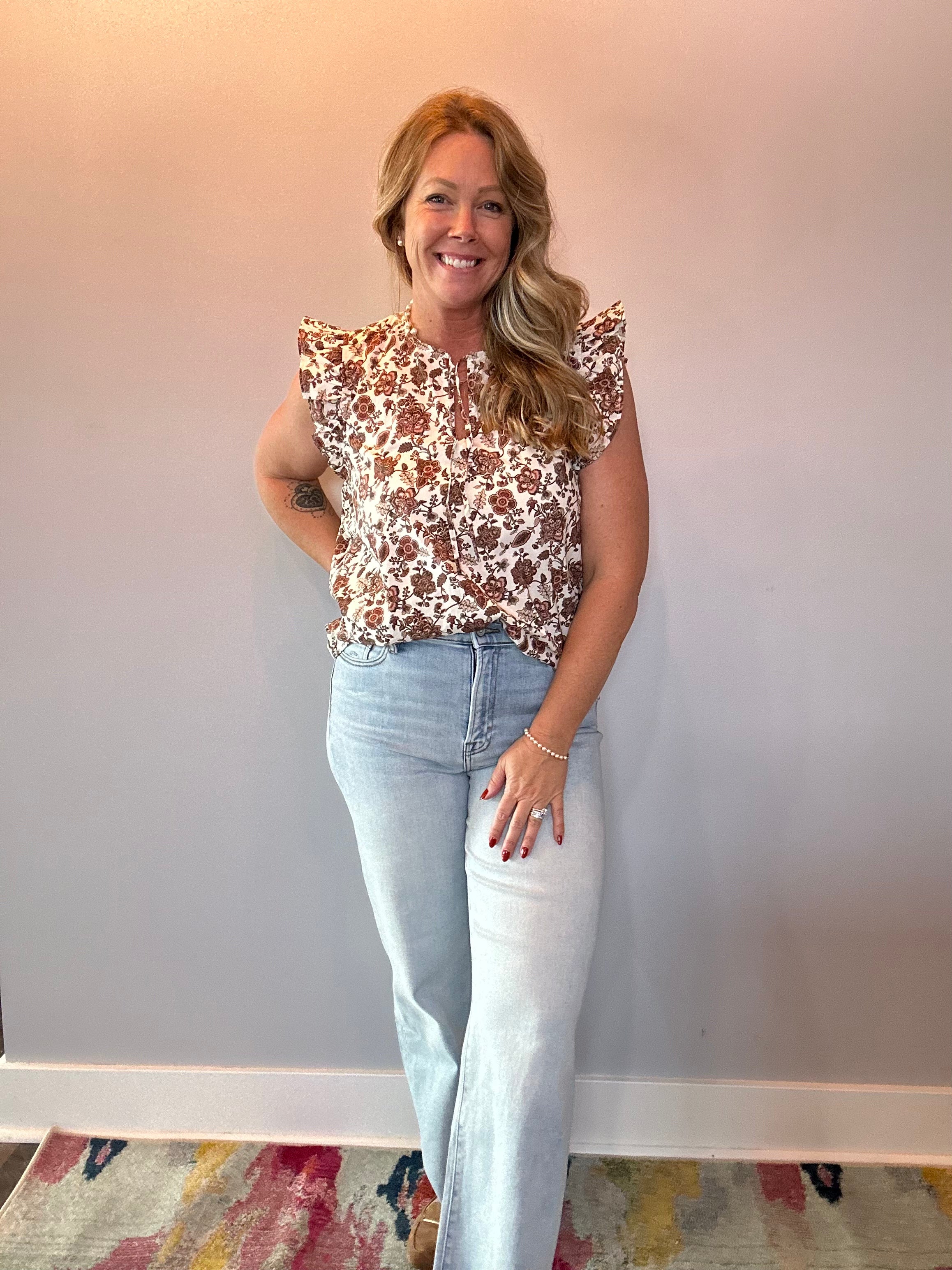 Autumn Bloom Blouse in Brown