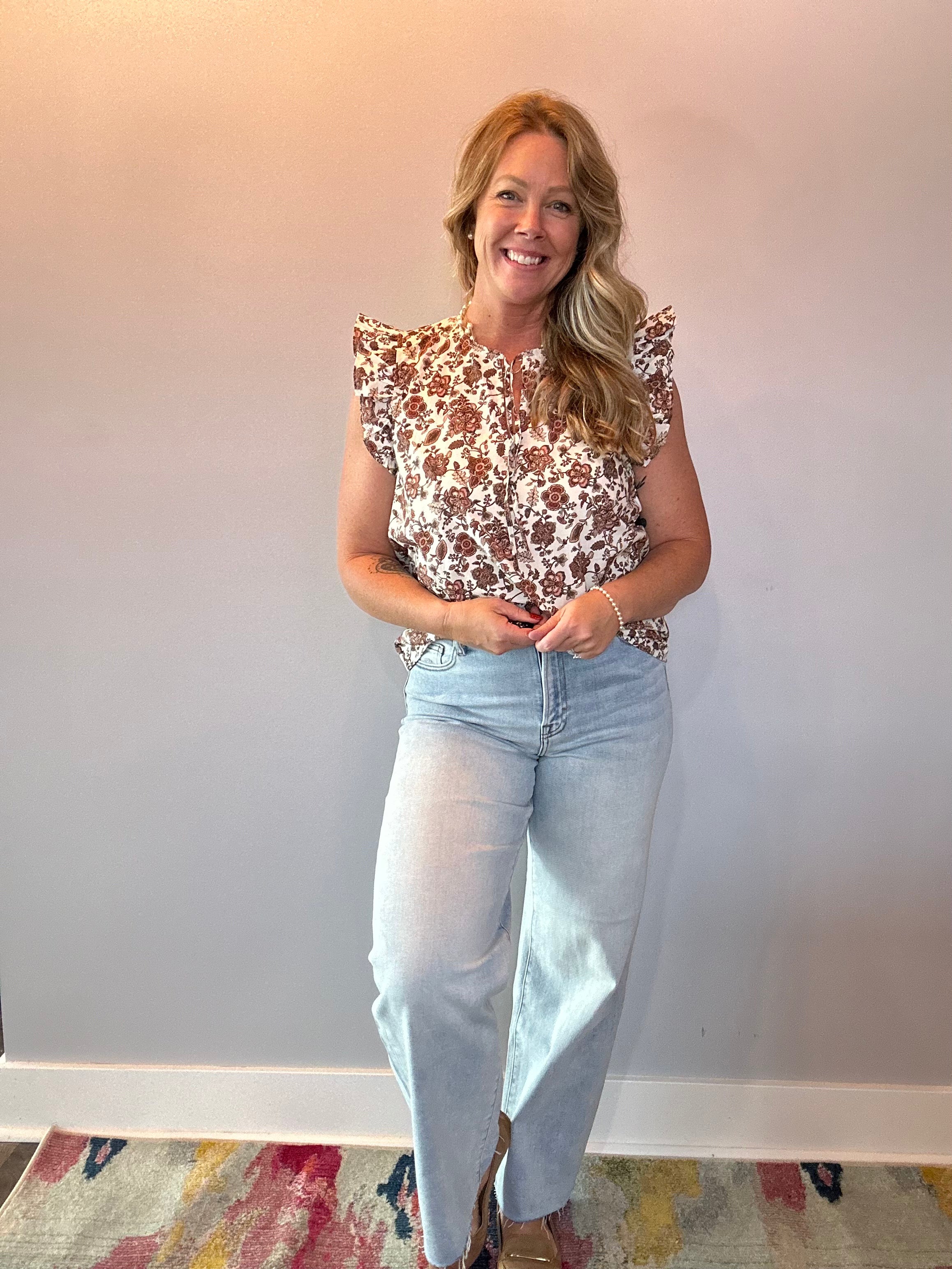 Autumn Bloom Blouse in Brown